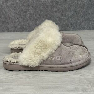 UGG Women's Scuffette II Glitter Shearling Slippers Gray Size 5